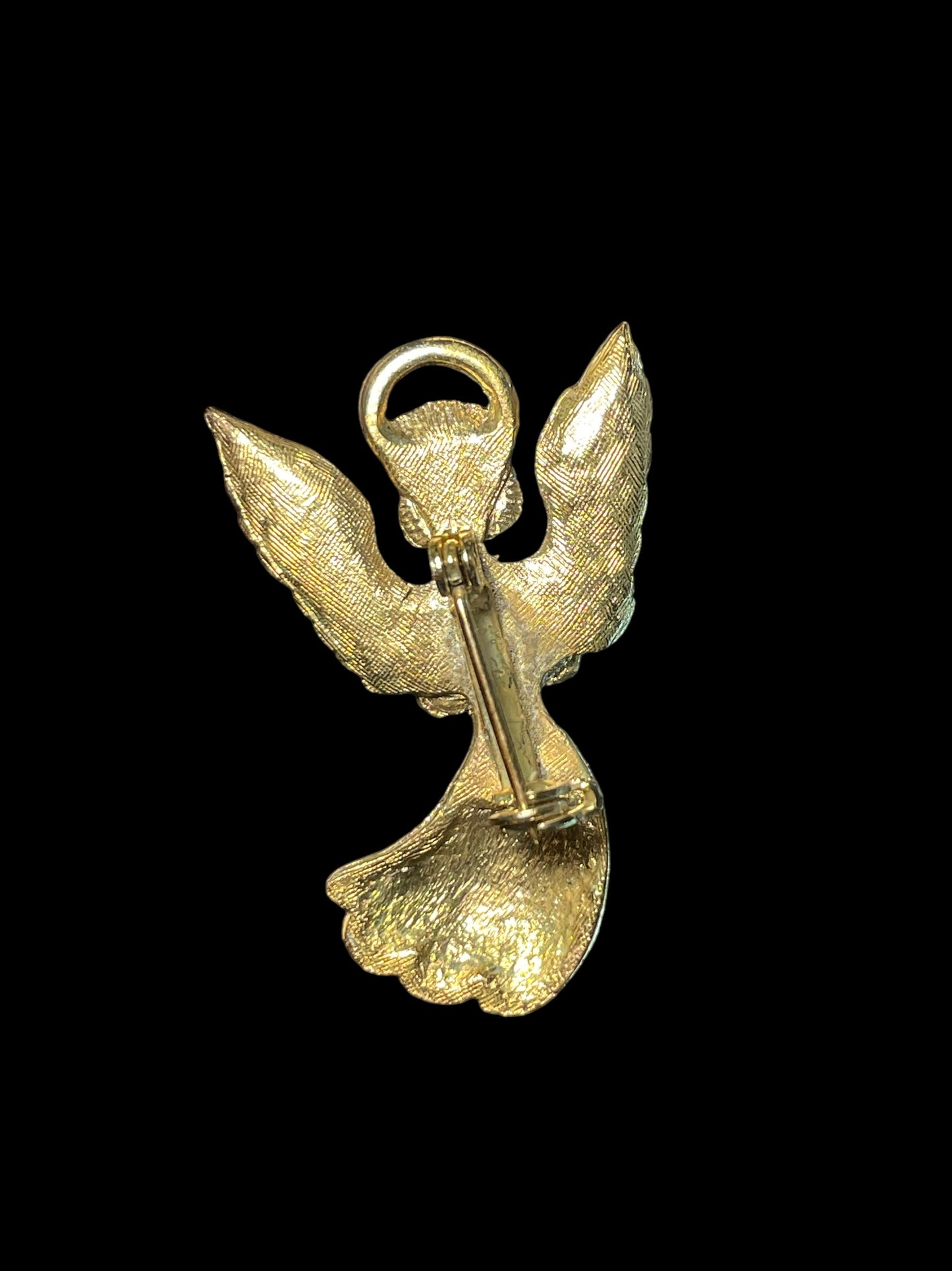 Vintage Gold Tone Praying Guardian Angel Brooch Pin