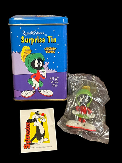 1998 Russell Stover Looney Tunes Marvin The Martian Collectible Tin and Toy Figure