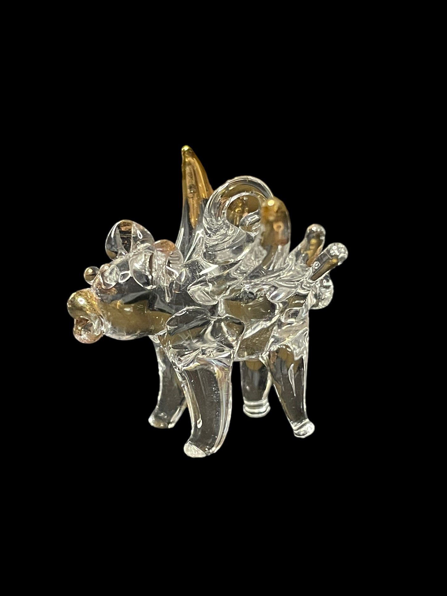 Vintage Mini Glass Crystal Flying Pig Figurine Pendant