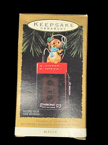 1993 Hallmark Keepsake Ornament Messages of Christmas Voice Recorder New