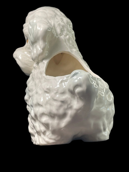 Midcentury Inarco Japan 7” White Ceramic Poodle Dog Planter