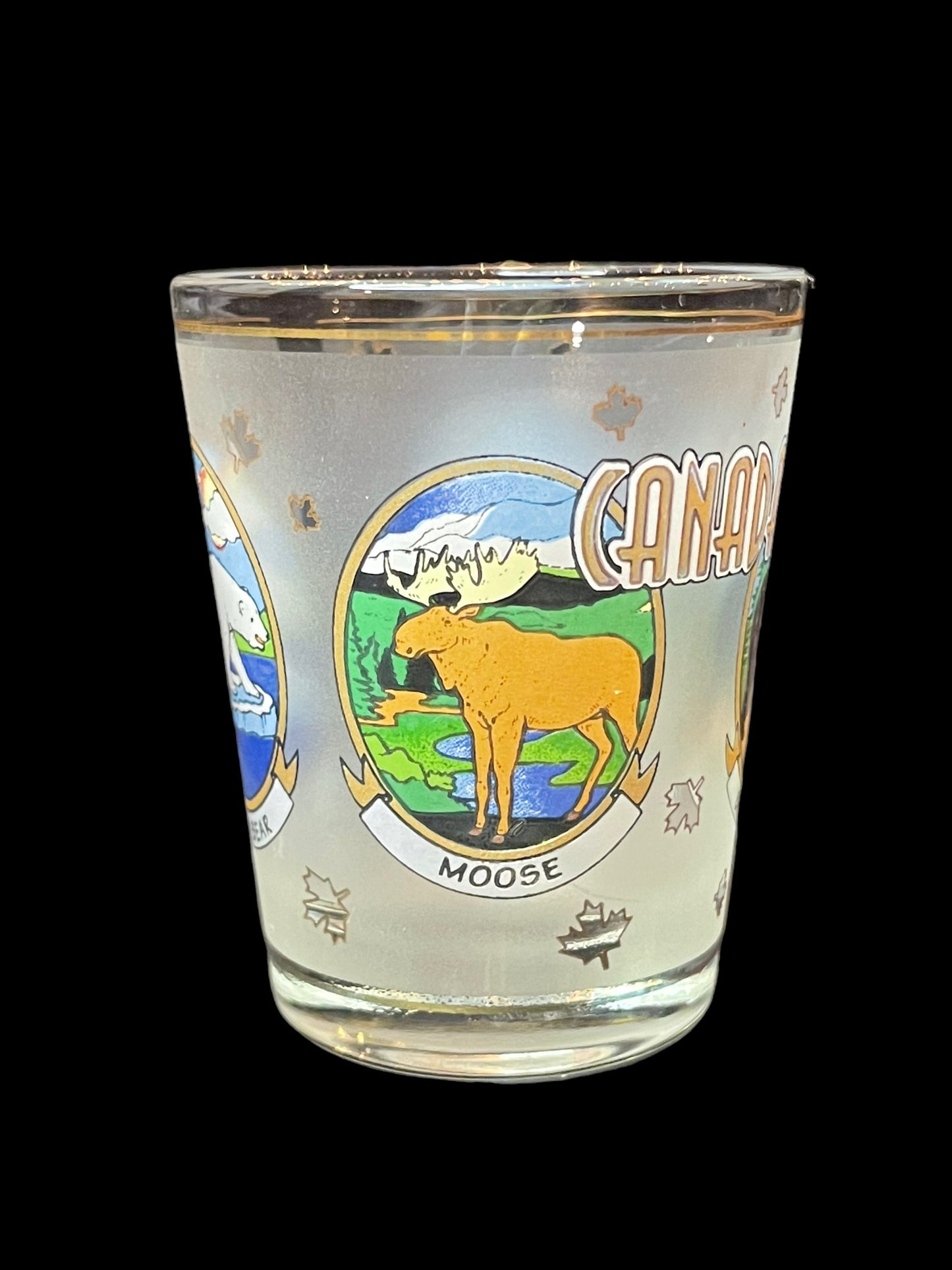 Canada Wildlife Animals Gold Rim Shot Glass