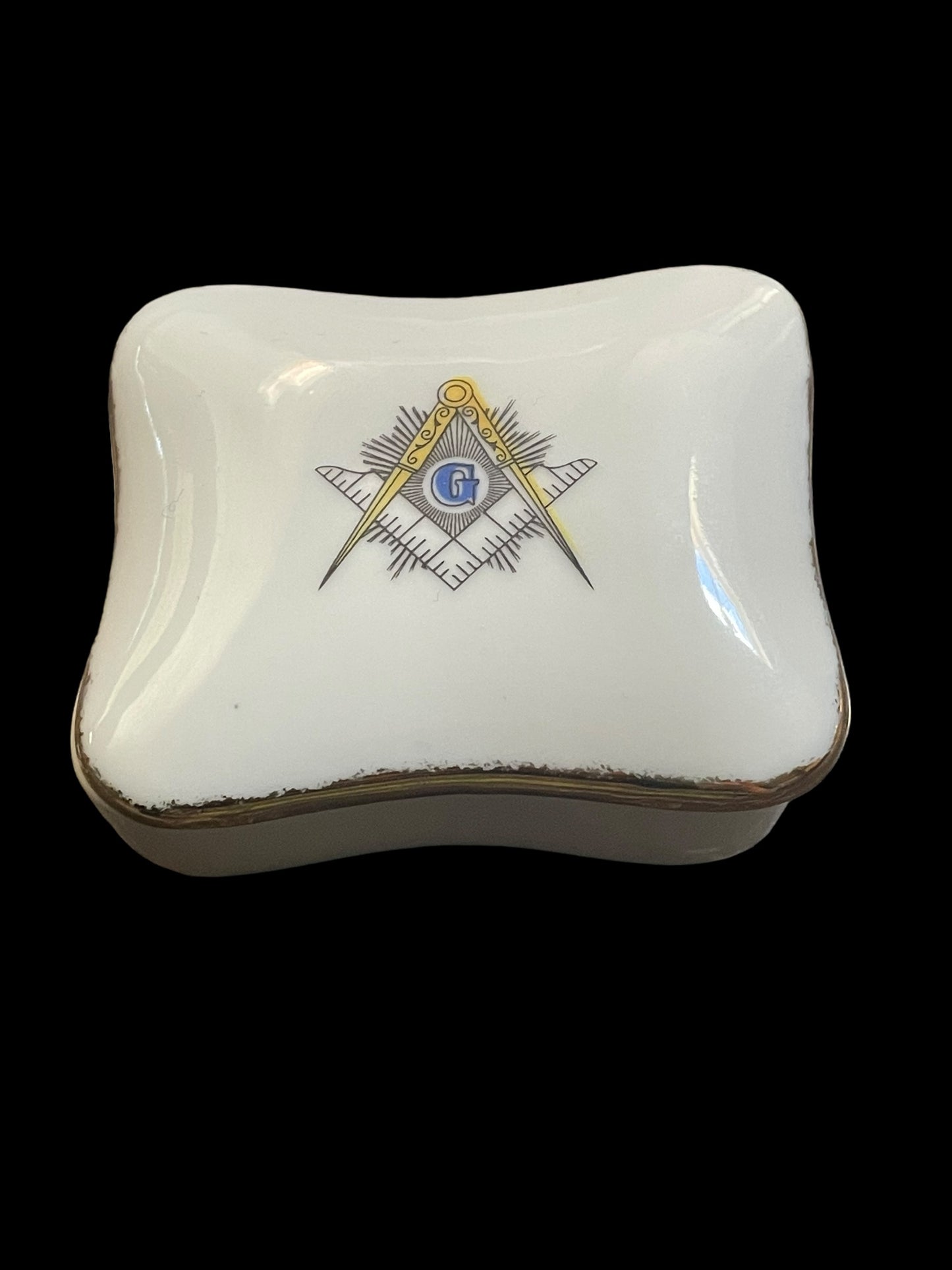 Narco Freemasonry Rectangle Porcelain Trinket Box