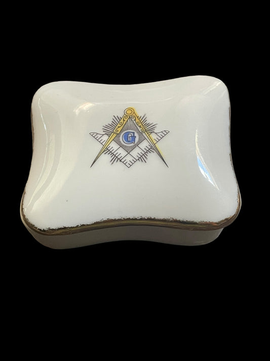 Narco Freemasonry Rectangle Porcelain Trinket Box