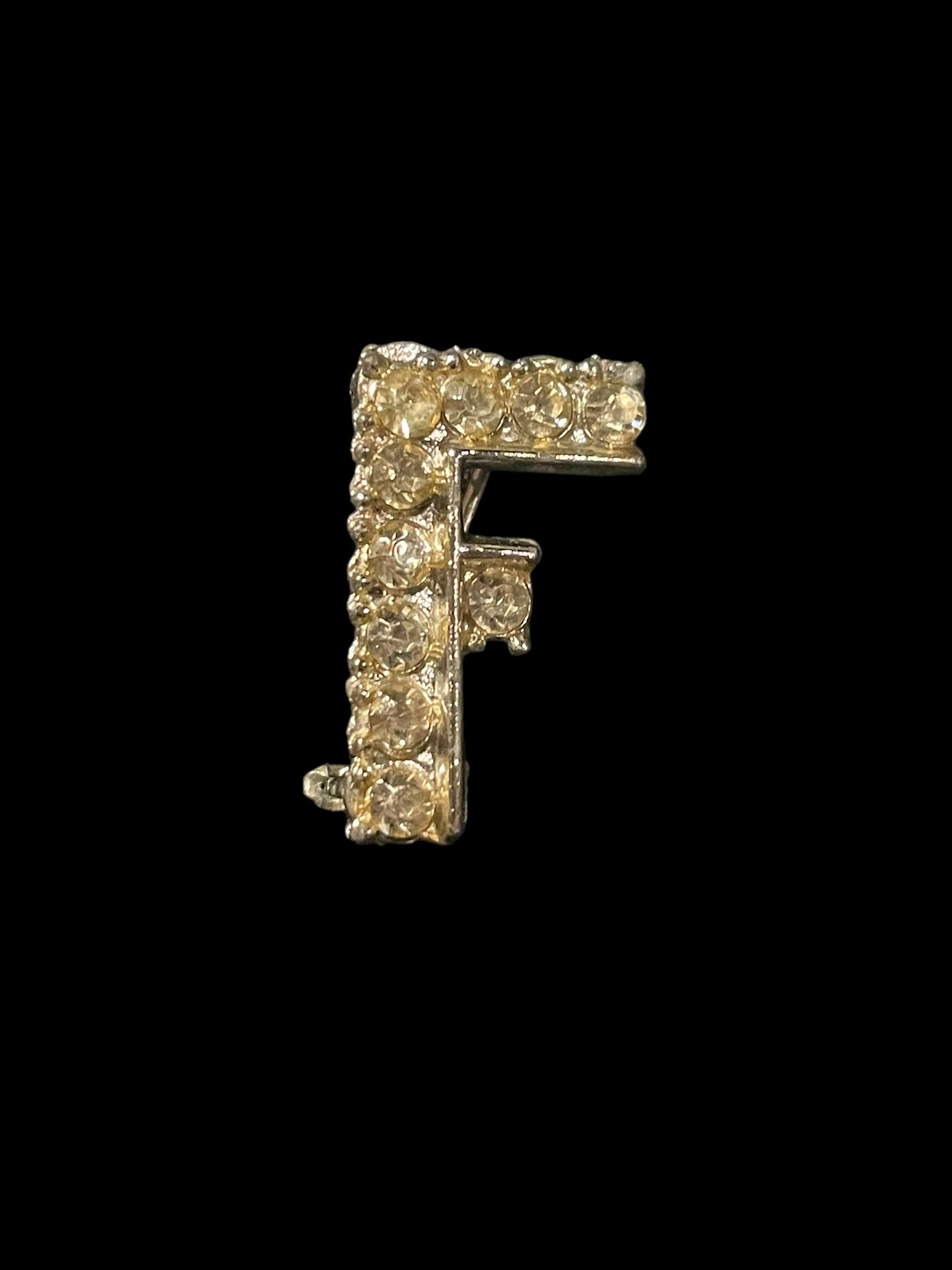 Vintage Rhinestones Capital F Brooch