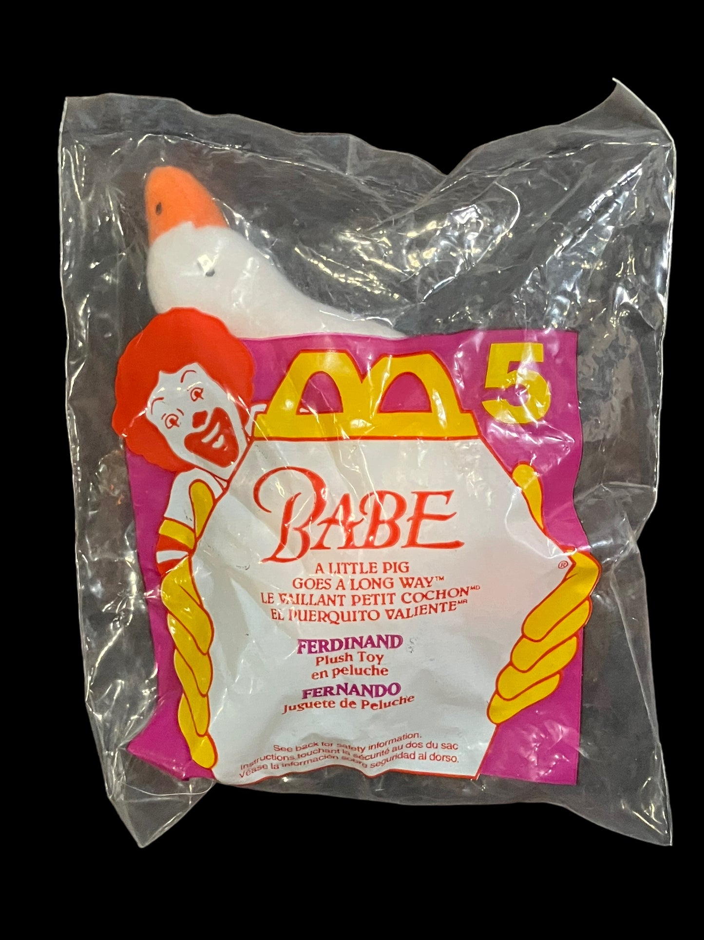 1995 Babe Ferdinand Stuffed Plush McDonald's Happy Meal Toy