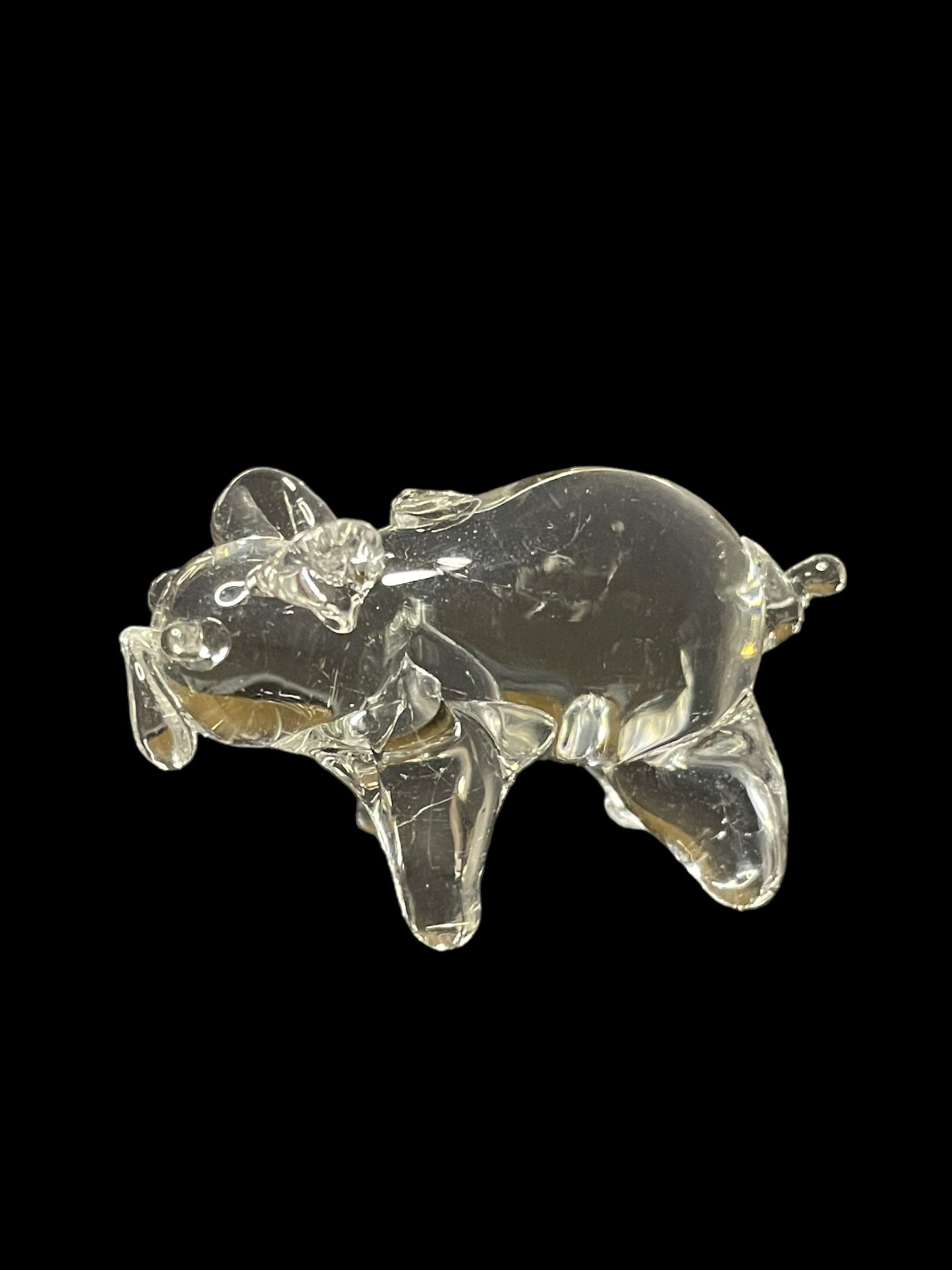 Vintage Mini Glass Crystal Pig Figurine