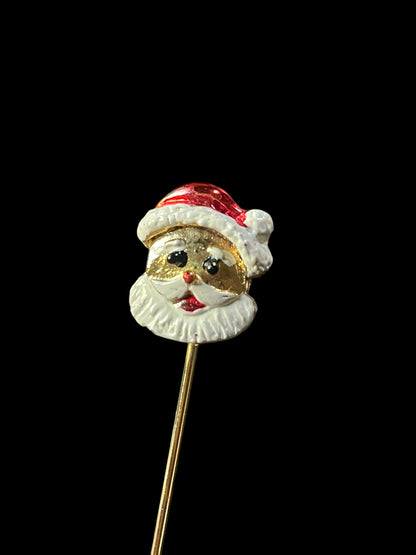 Vintage Gold Tone Santa Claus Christmas Stick Pin