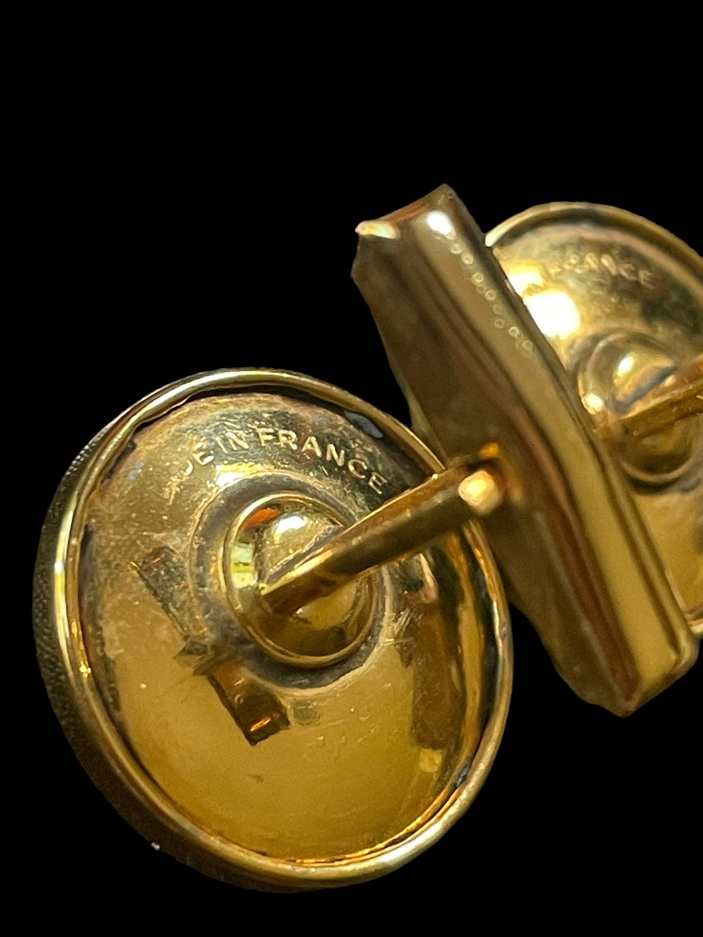 Vintage Clock Face Cufflinks Made in France Butterfly Center Emblem