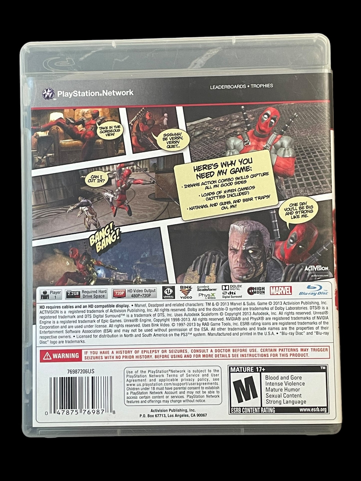 2013 Deadpool Sony PS3 Playstation 3 Complete Game