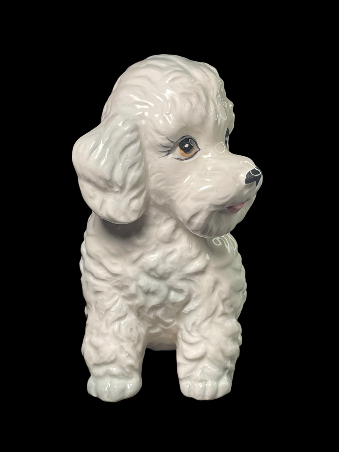 Midcentury Inarco Japan 7” White Ceramic Poodle Dog Planter