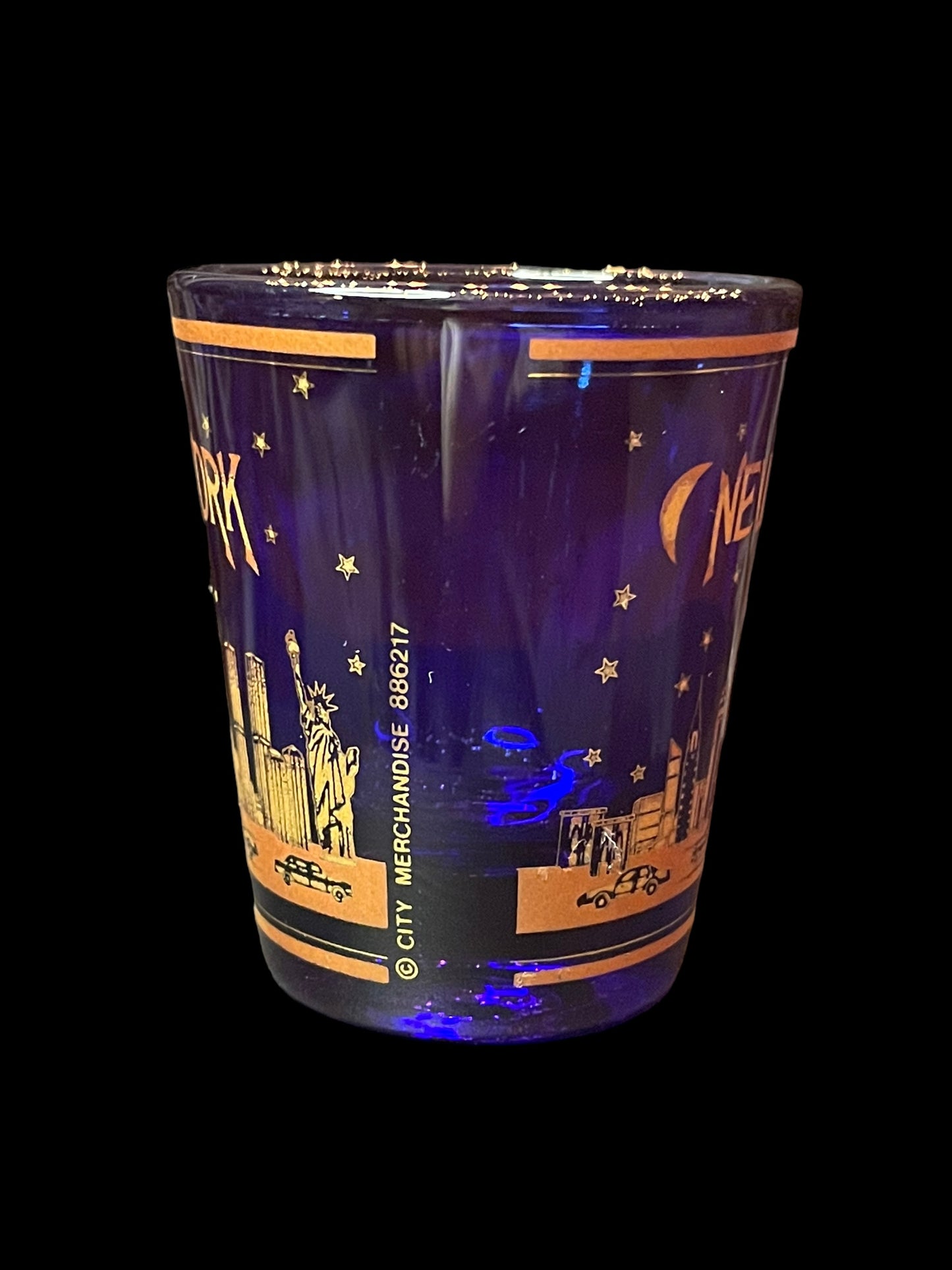 New York City Night Blue and Gold Shot Glass