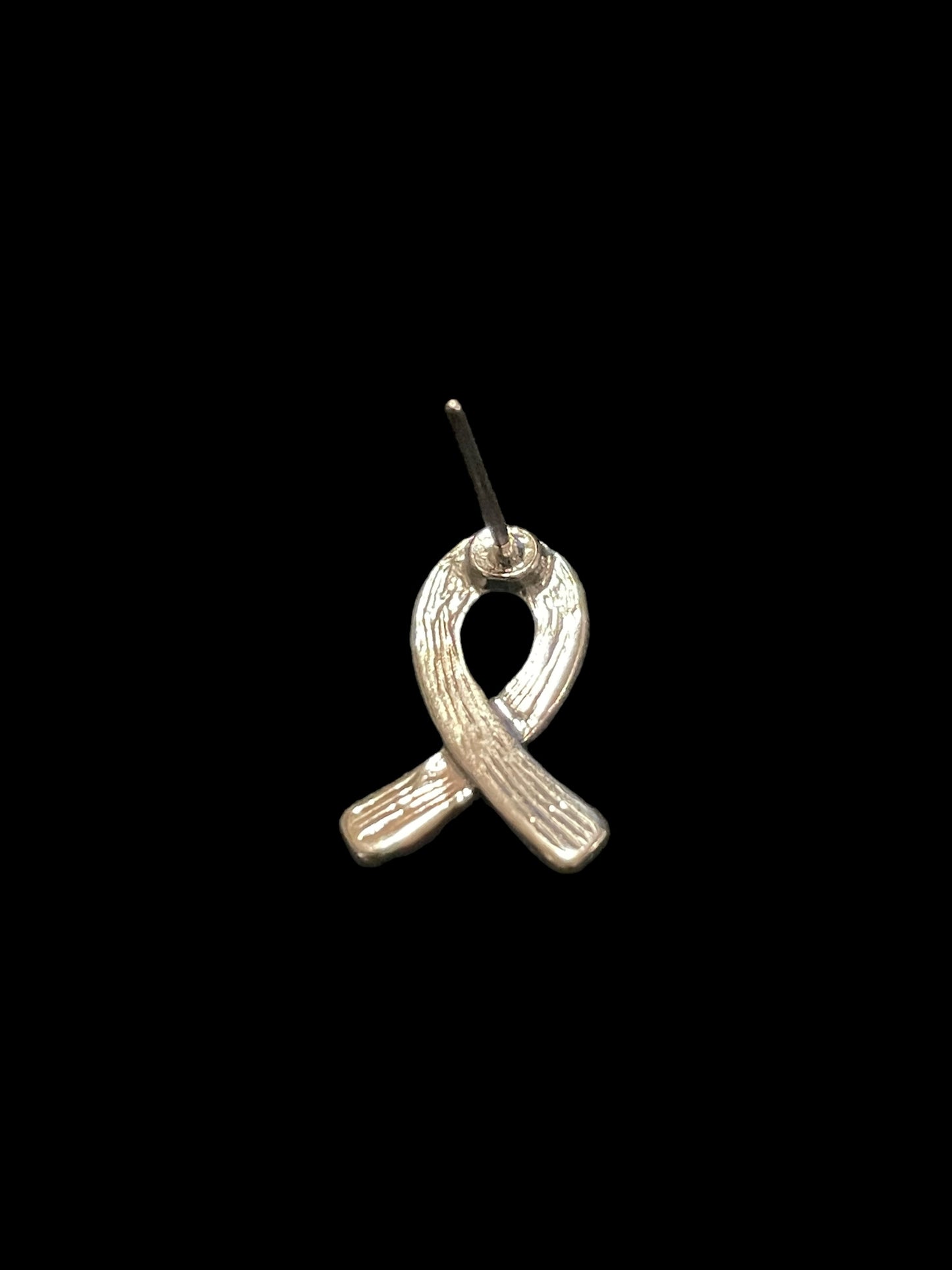 Mini Silver Tone Cancer Awareness Ribbon Pin