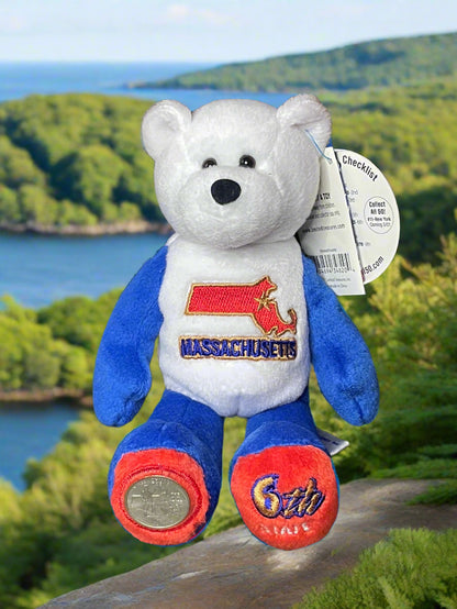 2000 Limited Treasures Massachusetts State Quarter Coin Bean Bear Plush