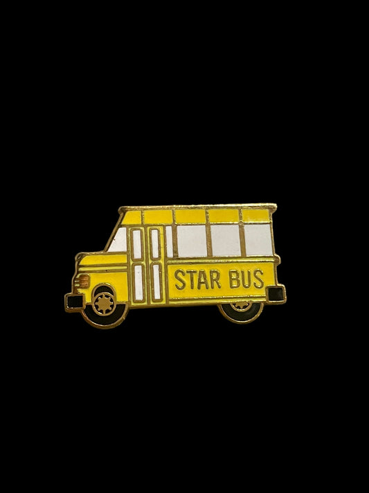 Vintage Yellow Star Bus Enamel Brooch Pin