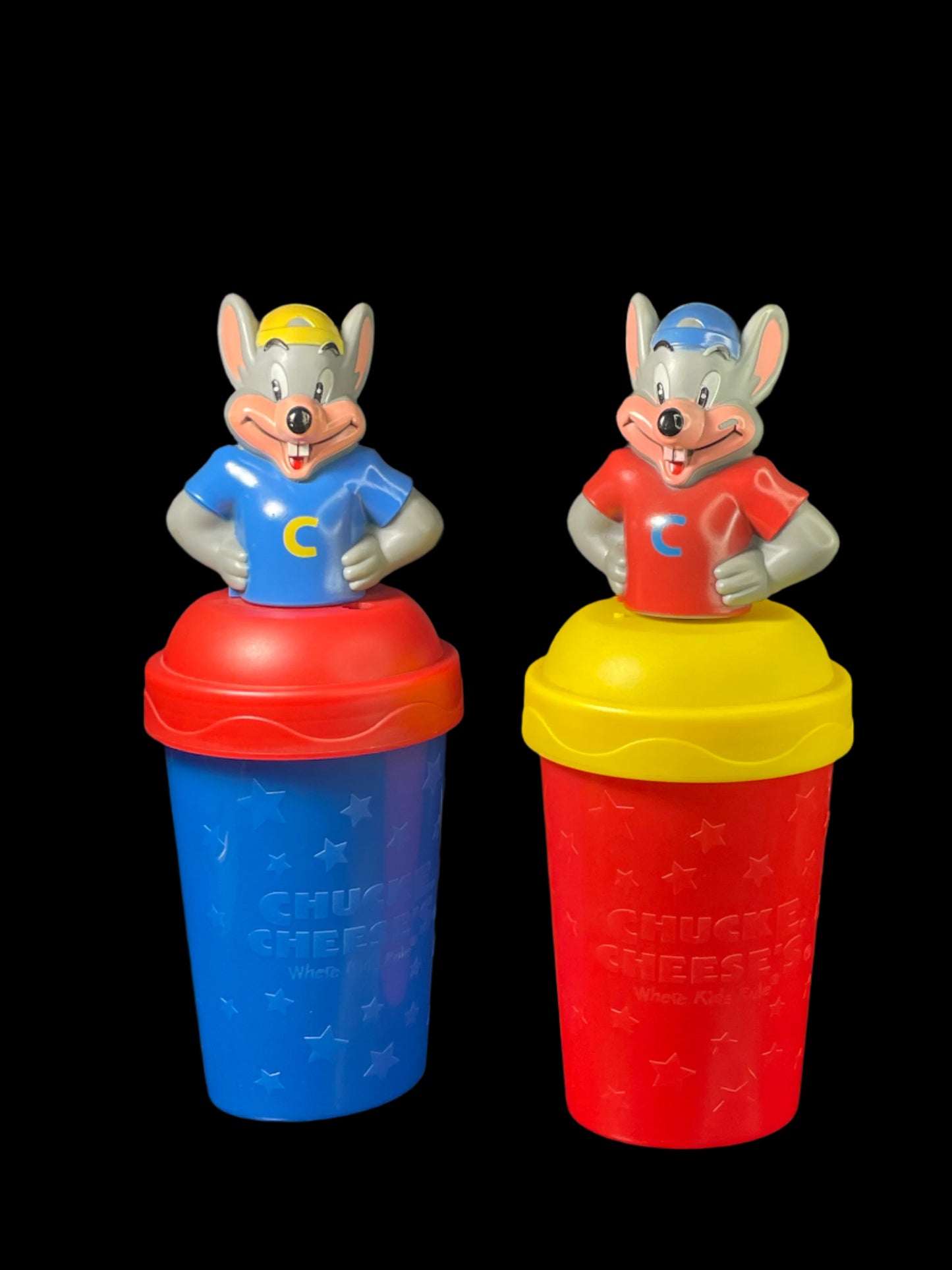 2012 Pair of Chuck E Cheese Collectible Banned Cups