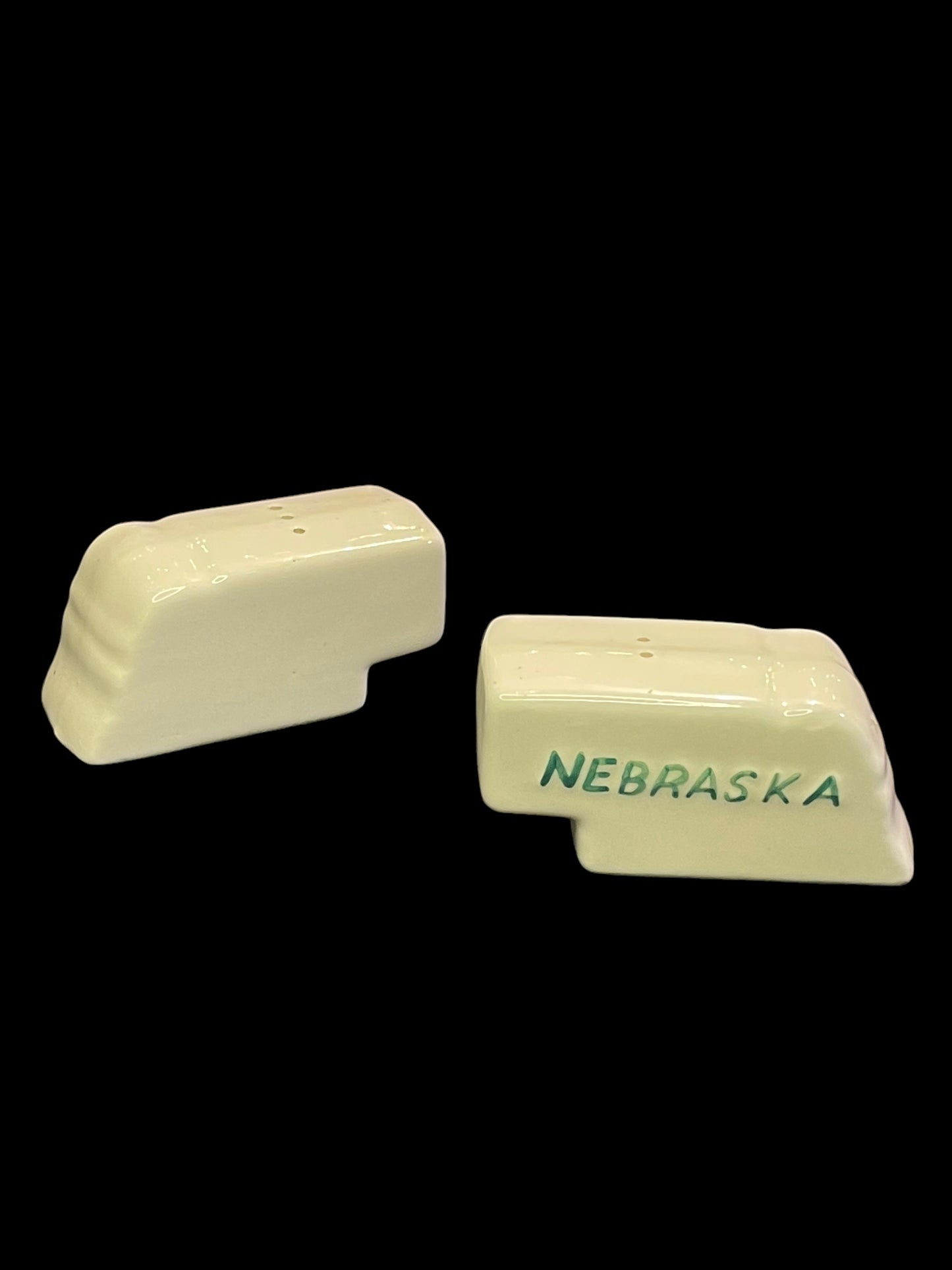 Pair of Vintage Glass Nebraska Salt and Pepper Shakers