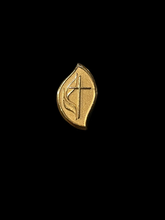 Vintage 10k Yellow Gold United Methodist Church Die Struck Pin Brooch