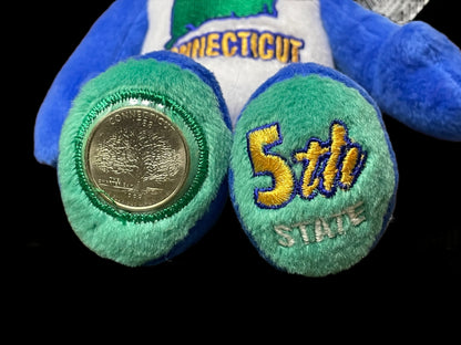 2000 Limited Treasures Connecticut State Quarter Coin Bean Bear Plush