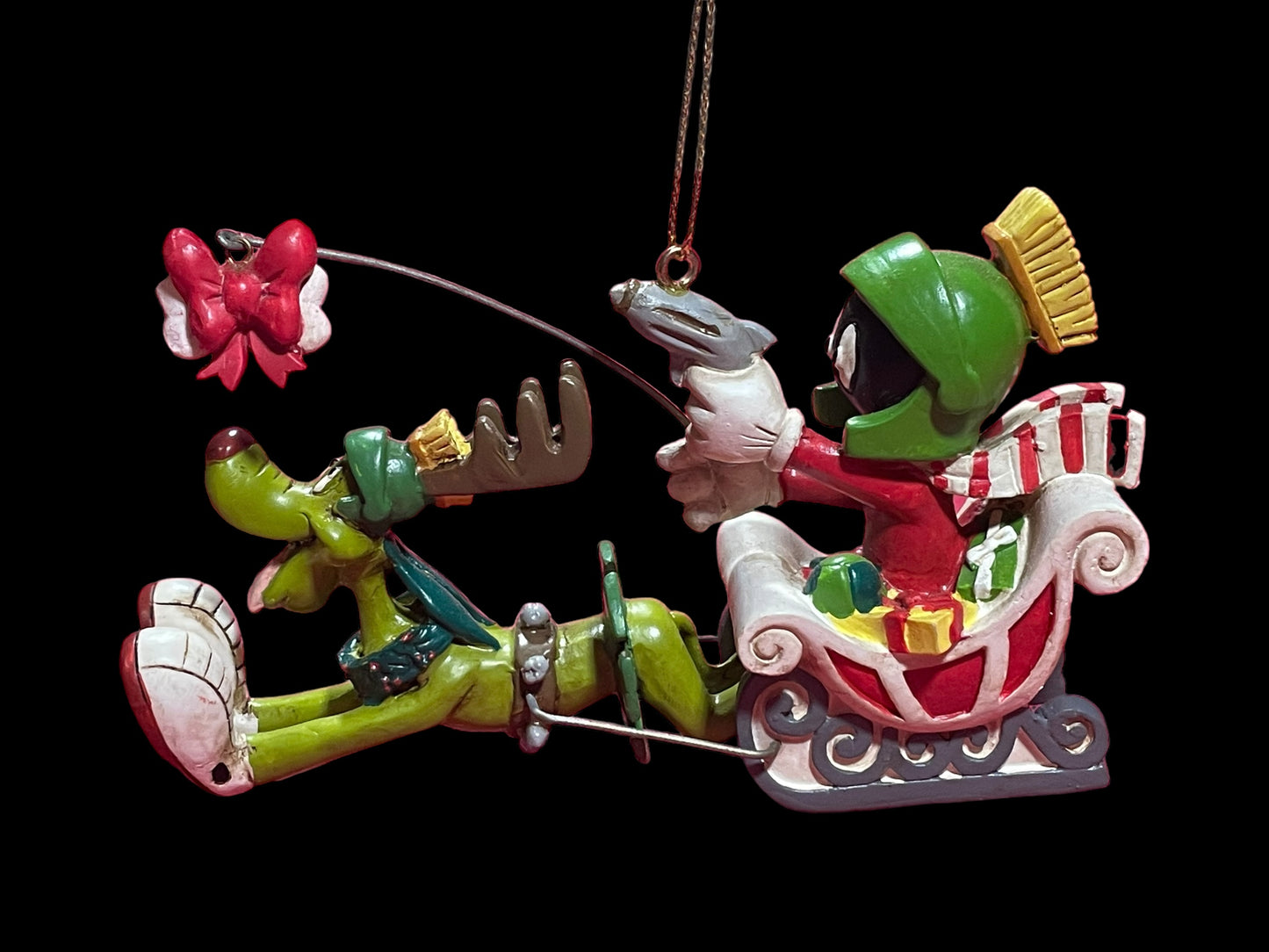 Rare 1995 Warner Bros Marvin The Martian & K9 Sleigh Ornament