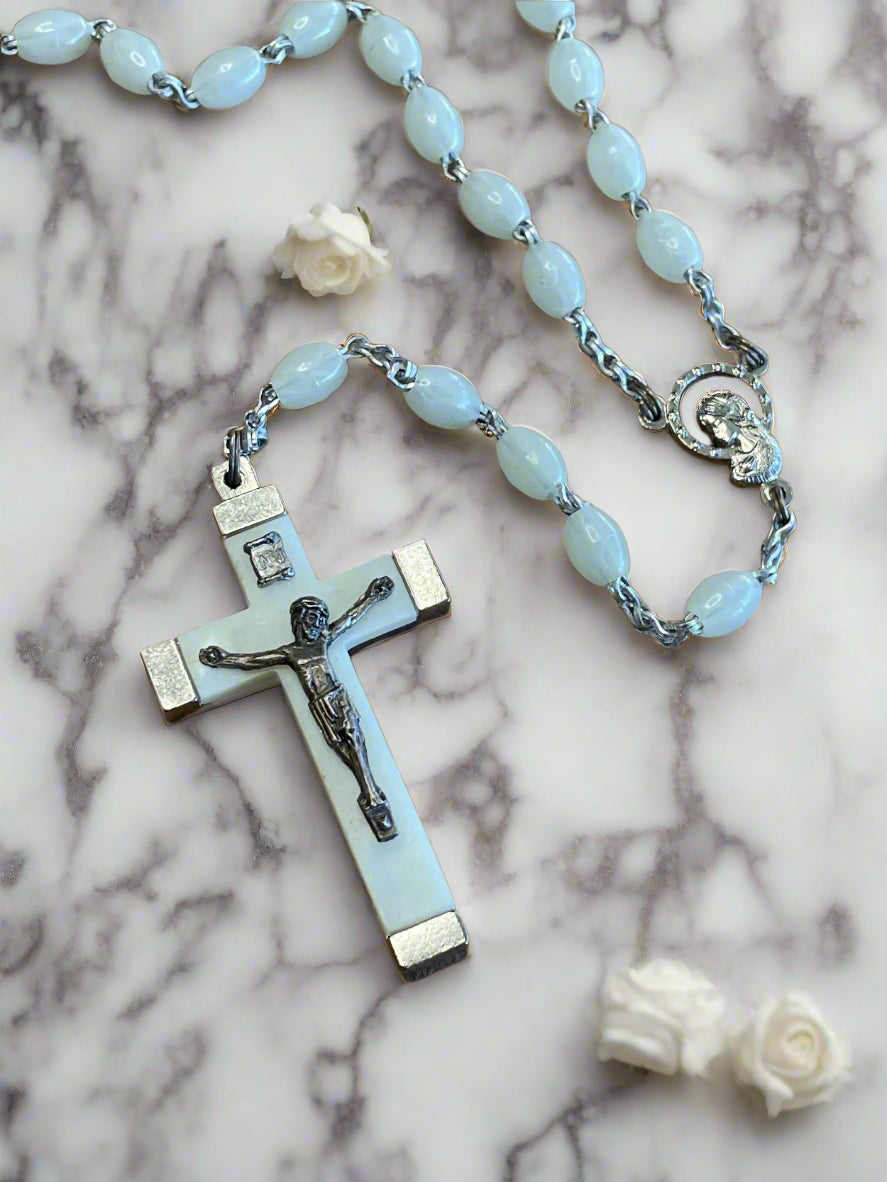 Glow in the Dark Rosary Prayer Bead Necklace Made in Italy