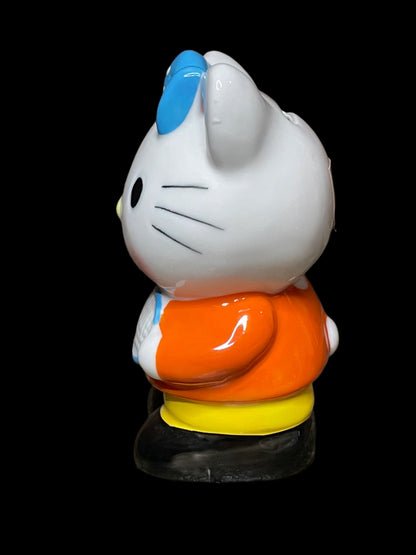 Rare Sanrio Hello Kitty Tennis Player with Cute Blue Polka Dot Bow Vintage Ceramic Piggy Bank