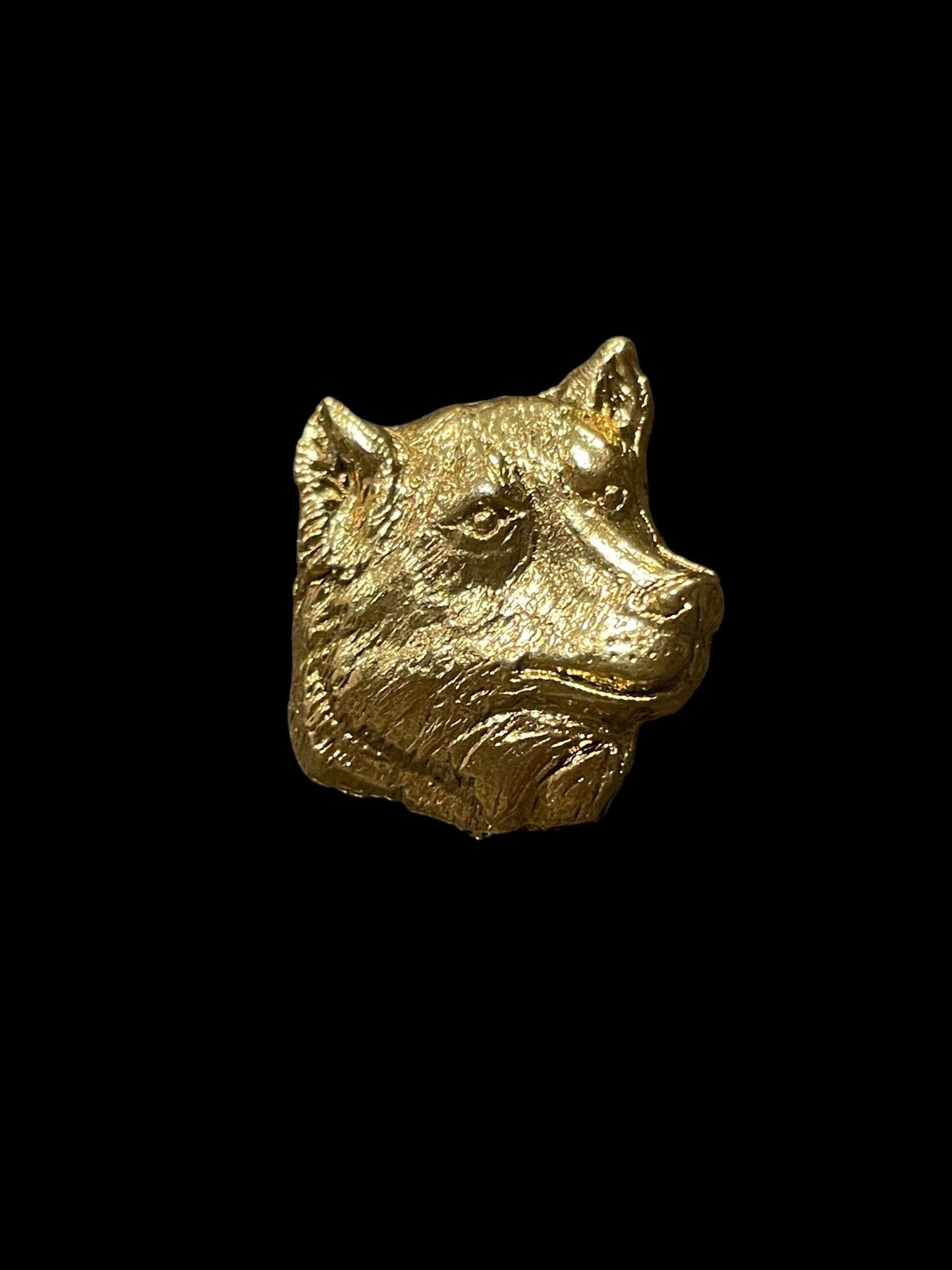 Vintage Gold Tone Husky Head Brooch Pin