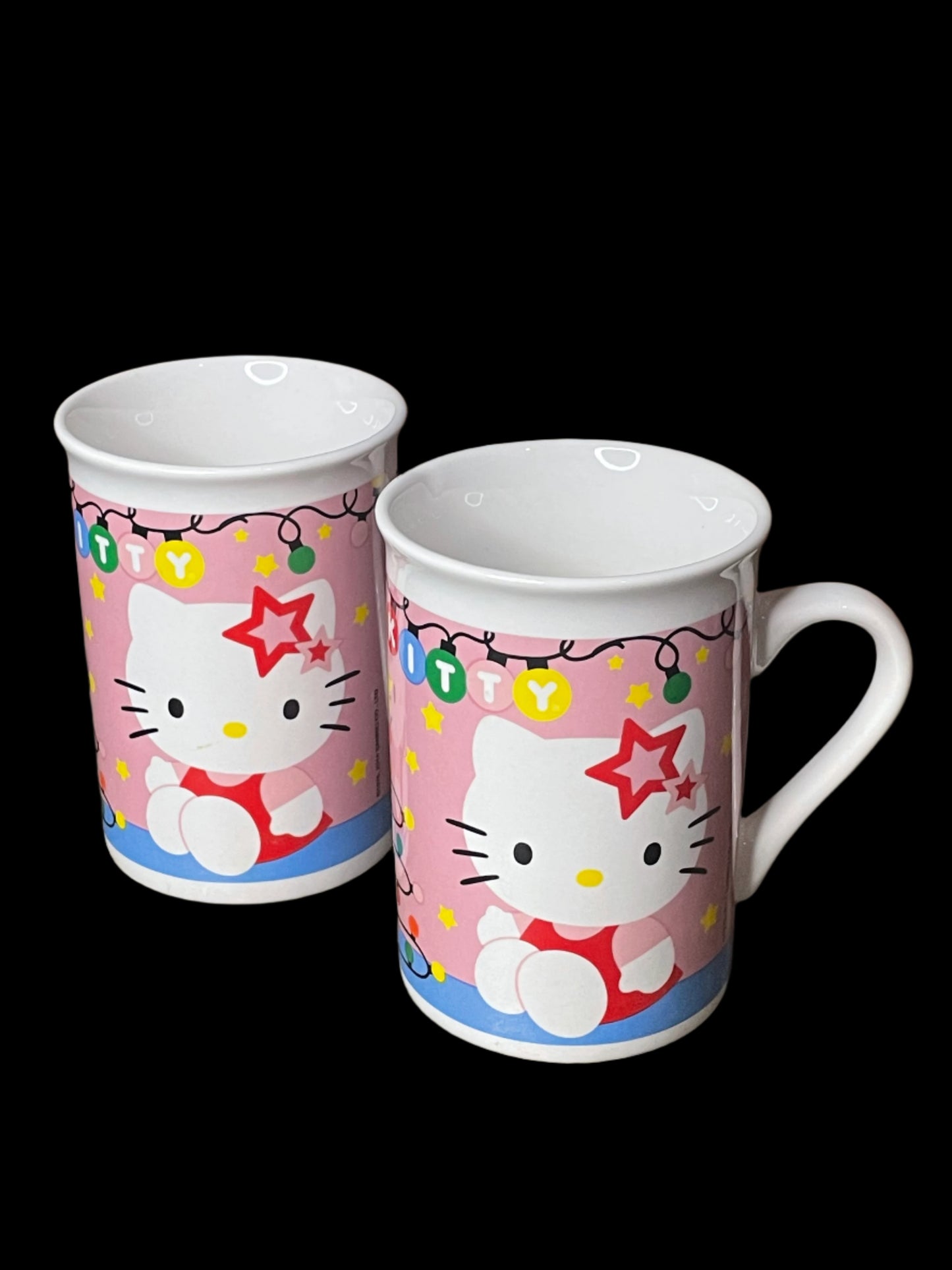 Pair of 2014 Sanrio Hello Kitty Christmas Party Collectible Ceramic Mugs