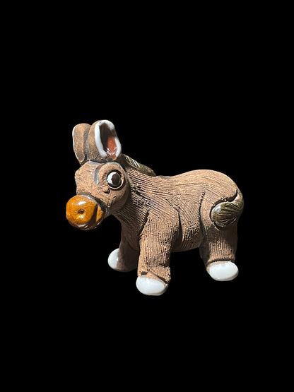 Vintage Clay Donkey Mule Mini Figurine Made in Peru