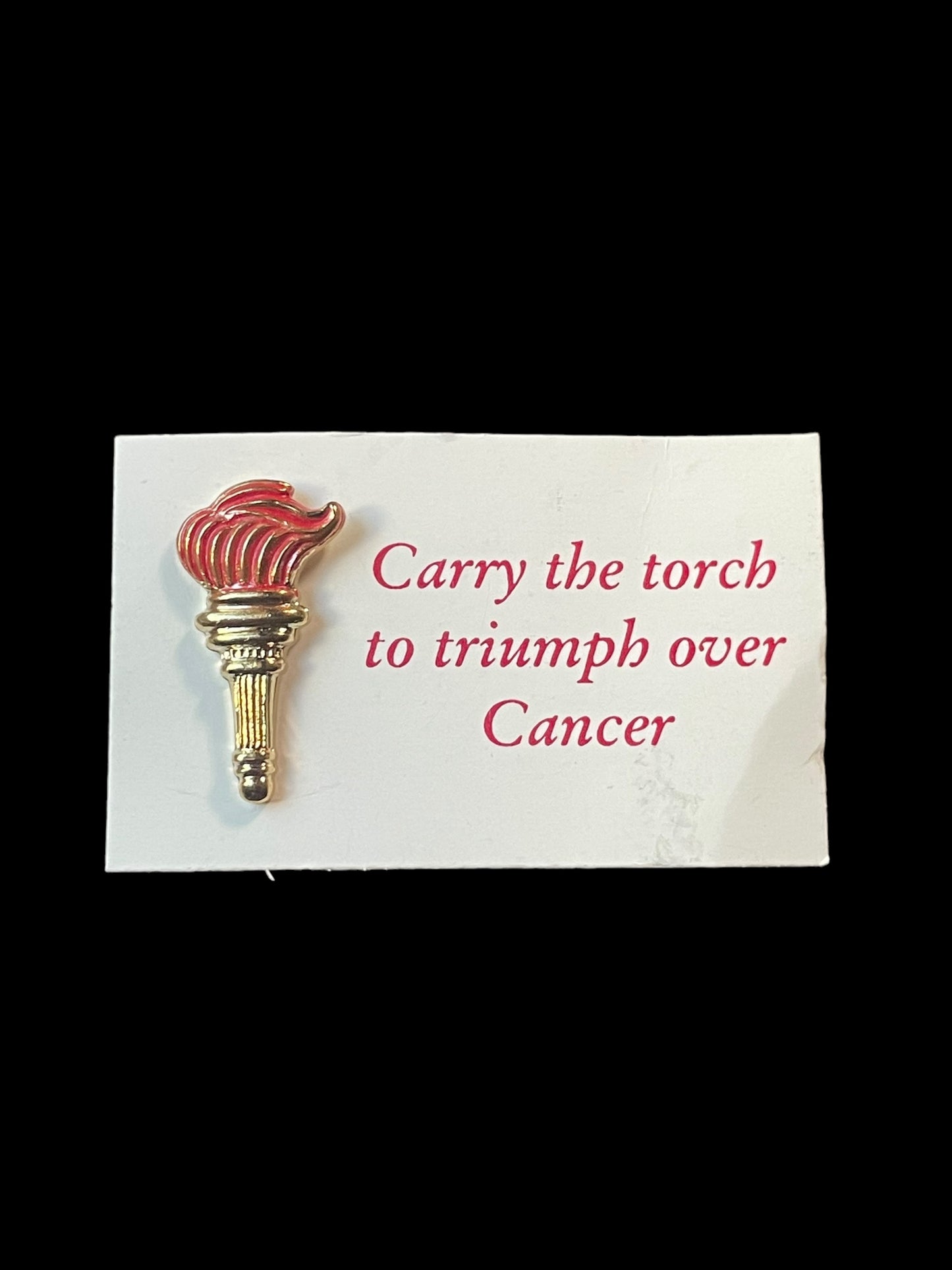 Carry The Torch to Triumph Over Cancer Gold Tone Enamel Brooch Pin