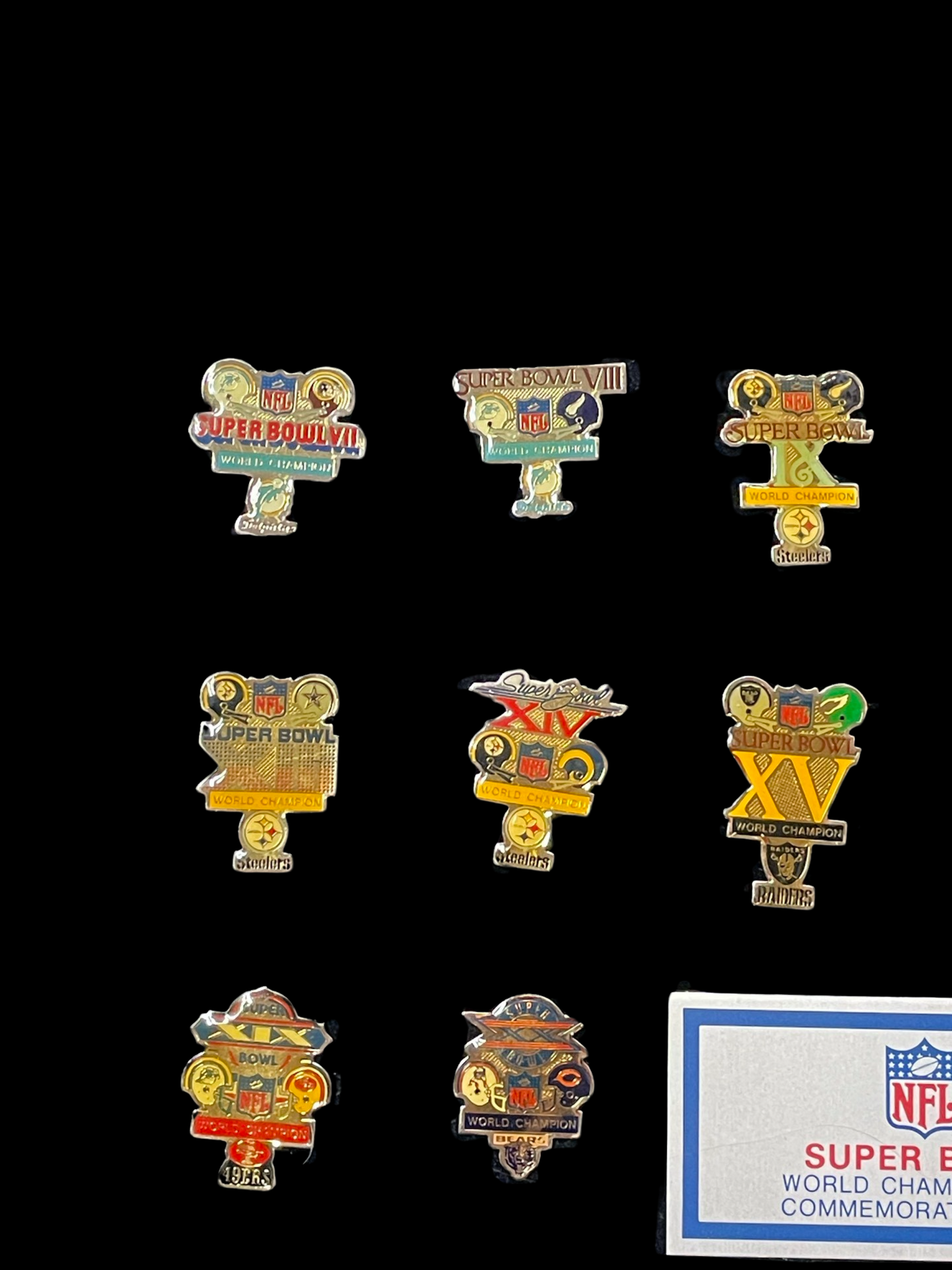 Vintage NFL Super Bowl World Championship Commemorative Pins