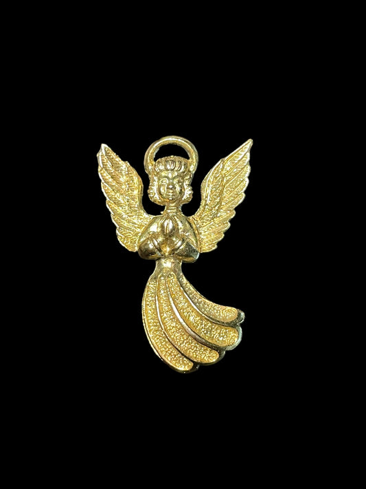 Vintage Gold Tone Praying Guardian Angel Brooch Pin