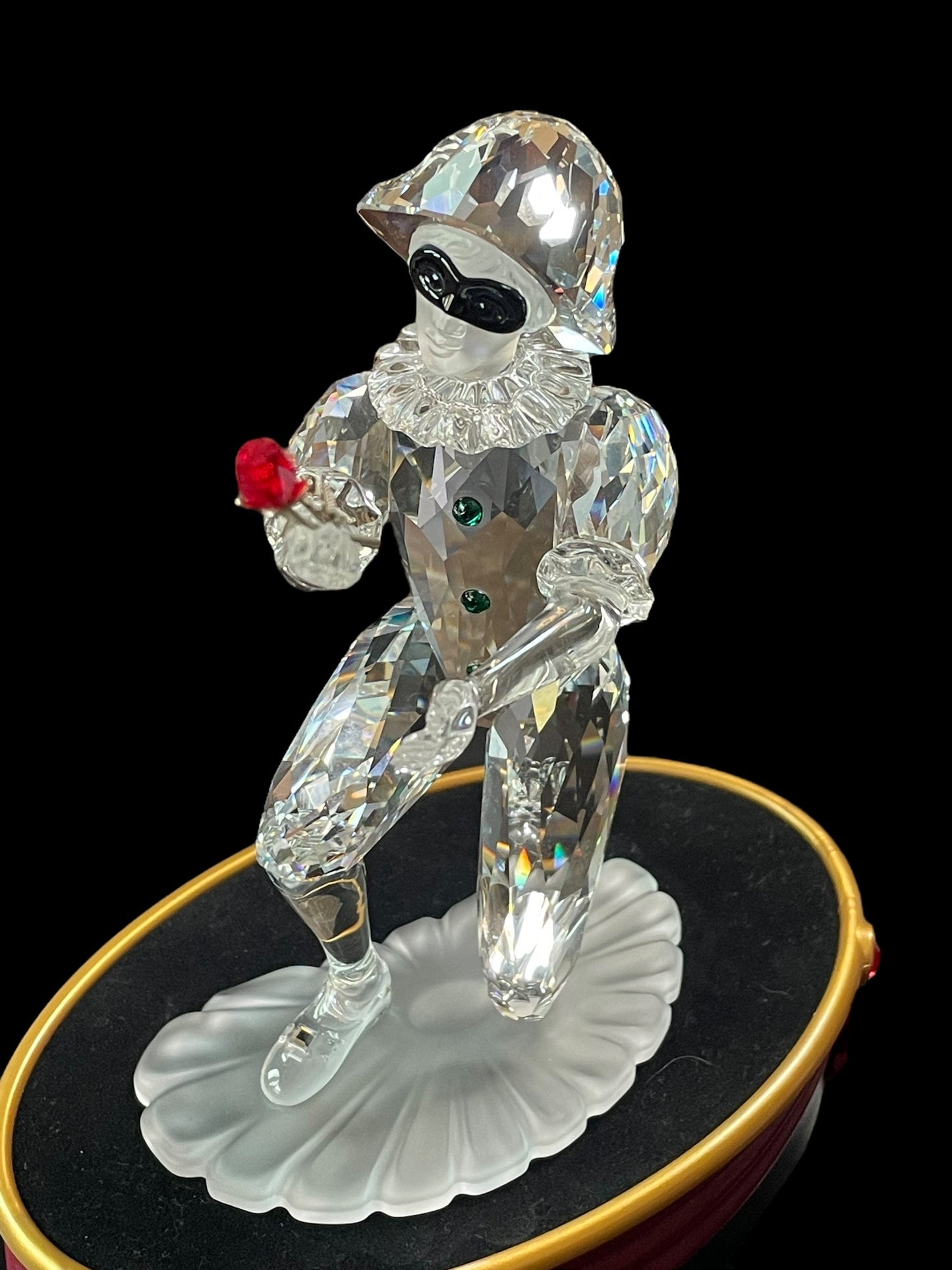 2001 SCS Swarovski Crystal Figurine Masquerade Harlequin Set Retired