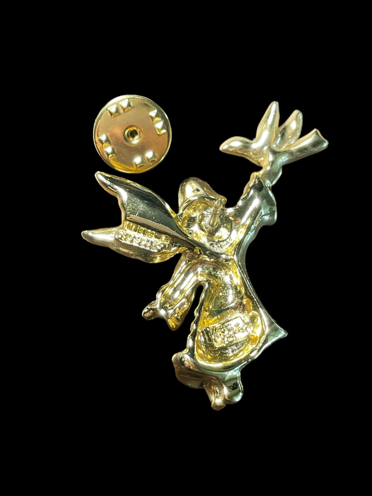 1994 Gigi Giusti Gold Toned Guardian Angel Brooch Pin