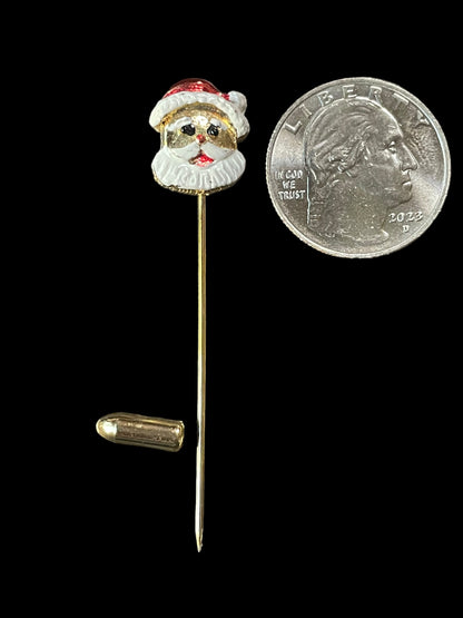 Vintage Gold Tone Santa Claus Christmas Stick Pin