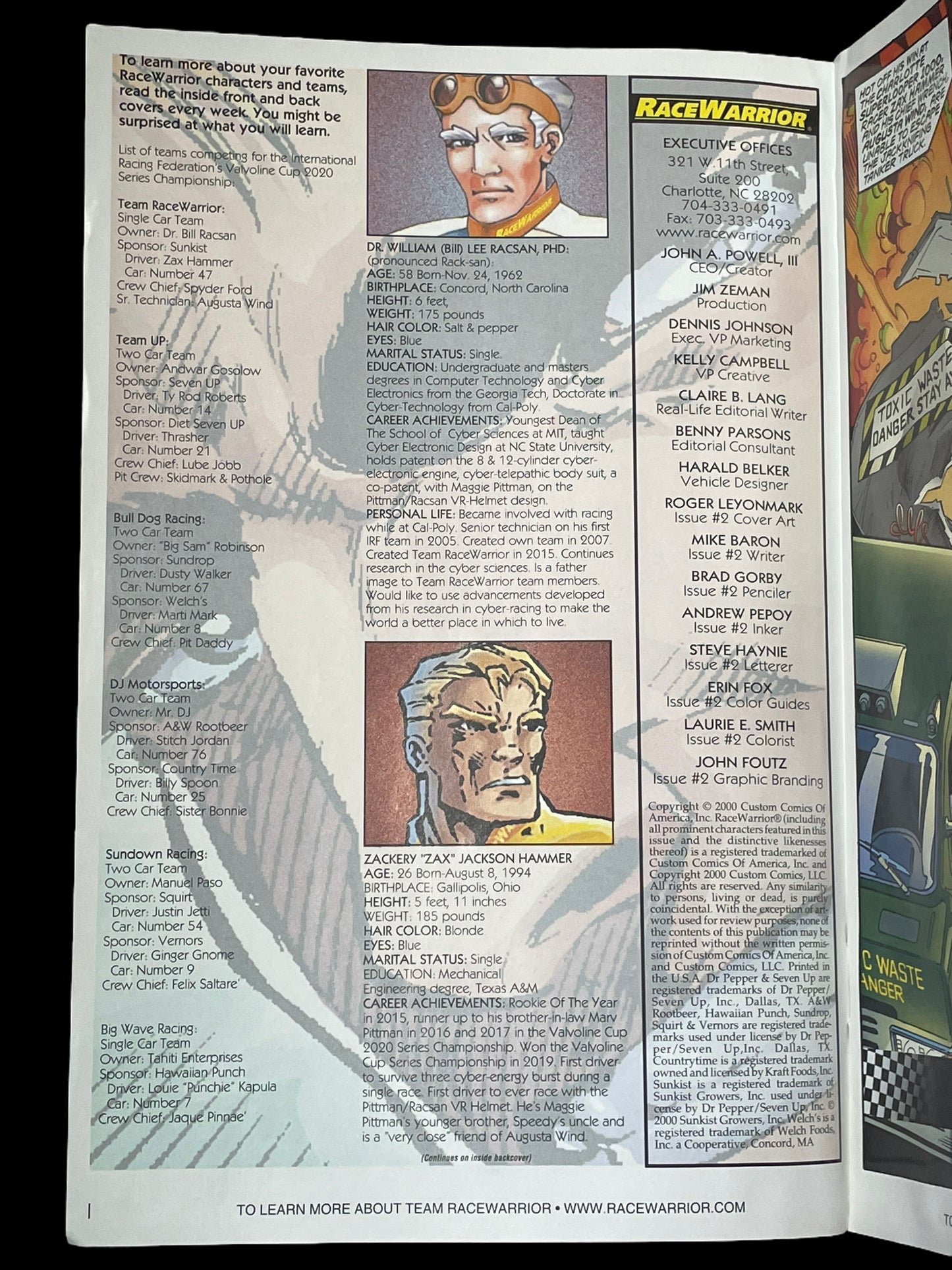 Race Warrior Vol 1 Issue 2 March 2000 America's Racing Comic Book