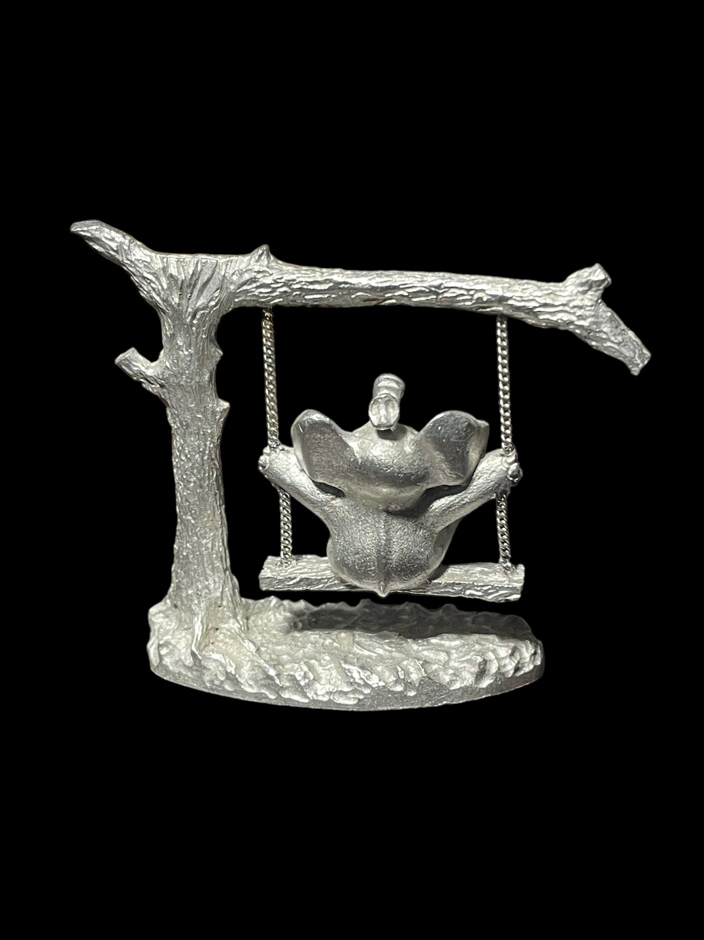 Vintage Spoontique Fine Pewter Elephant on Swing Mini Figurine