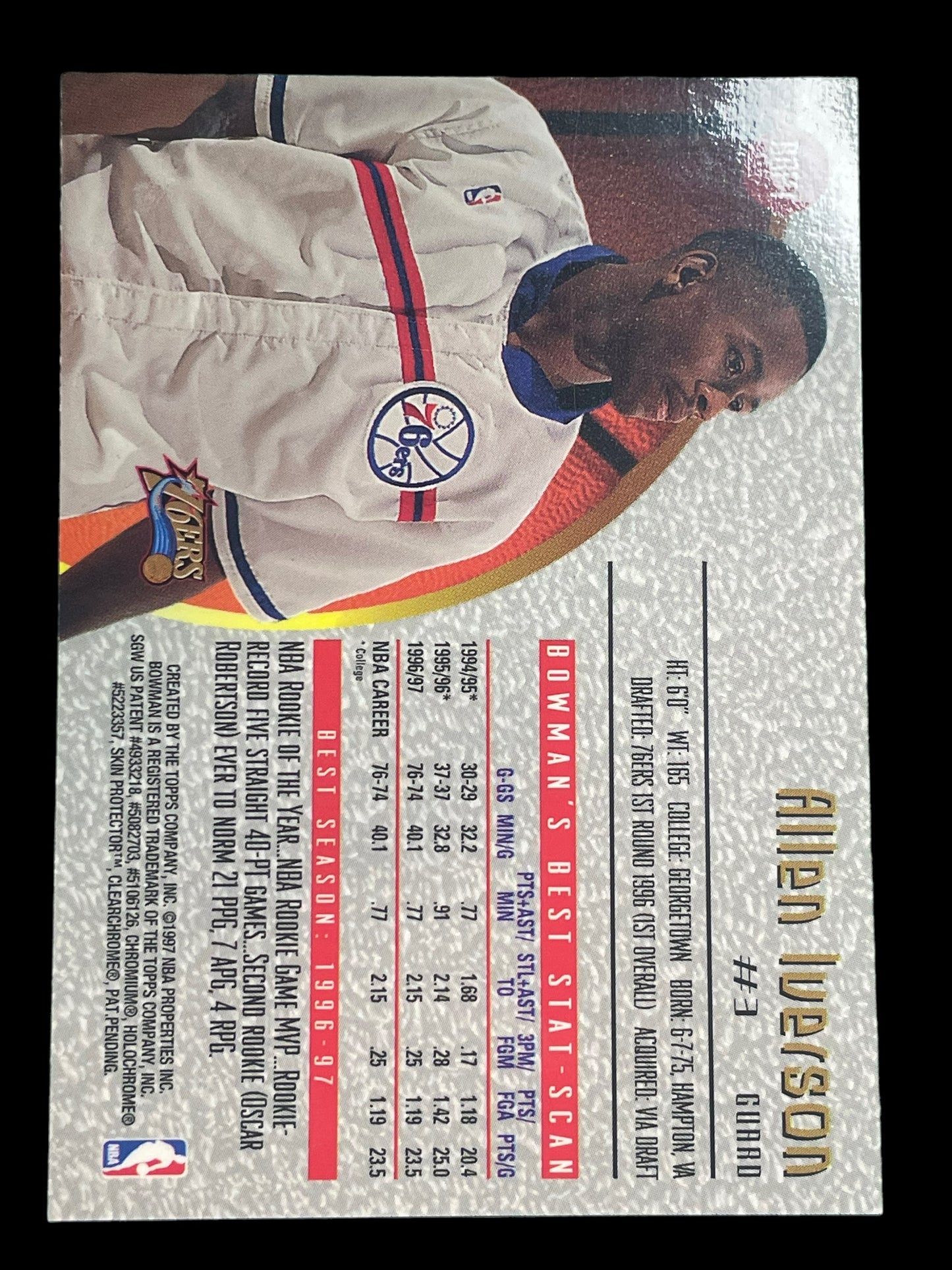 Allen Iverson #BBP1 1997 Topps Stadium Club Bowman's Best Preview Graded MINT+ 9.5