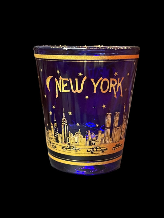 New York City Night Blue and Gold Shot Glass