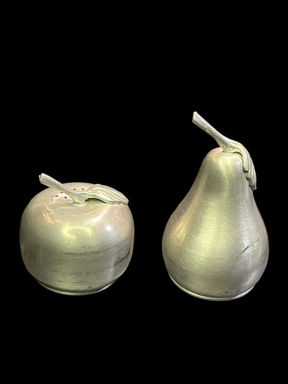 Pair of Web Pewter Apple and Pear Salt and Pepper Shakers