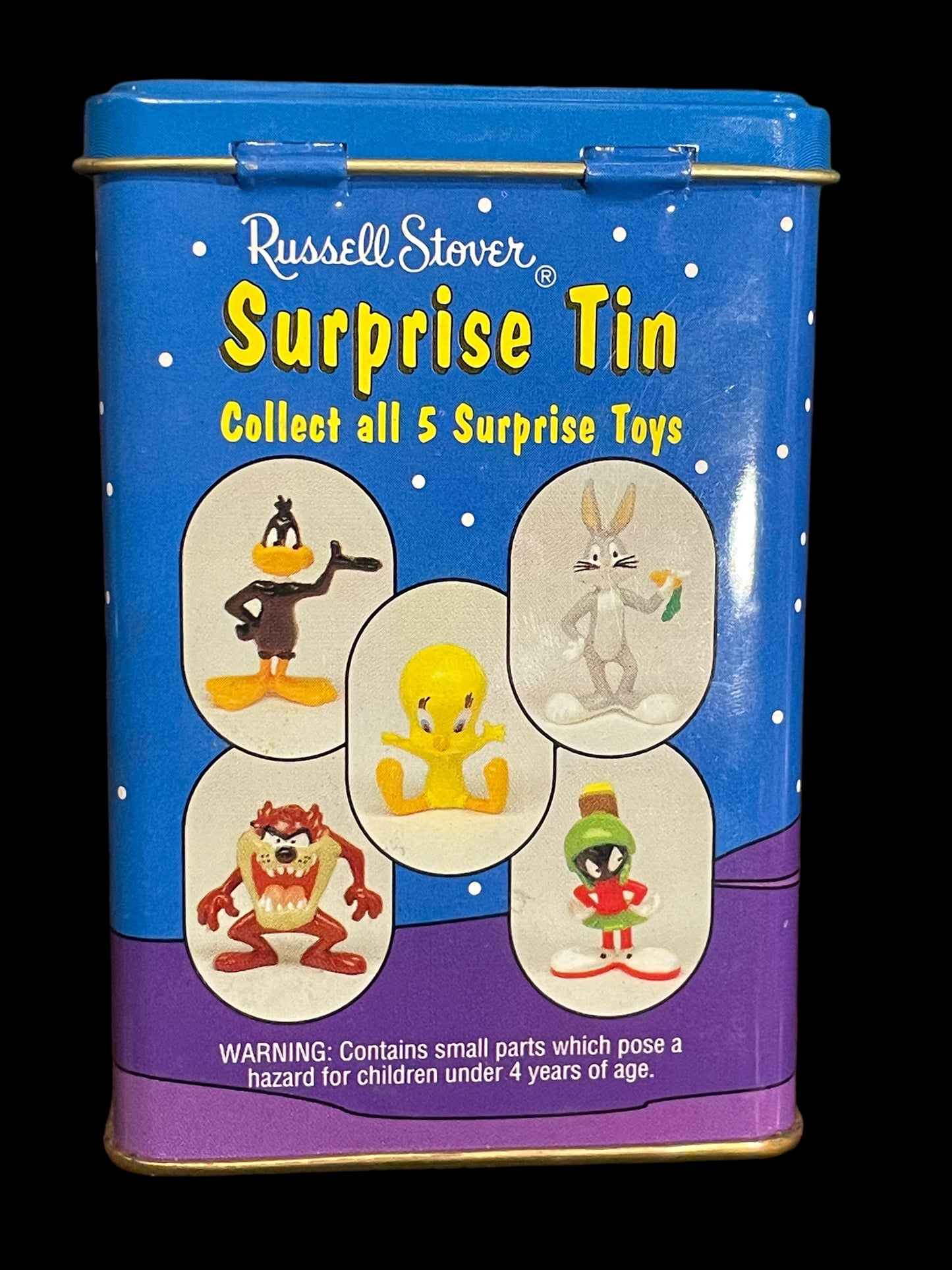 1998 Russell Stover Looney Tunes Bugs Bunny Collectible Tin and Toy Figure