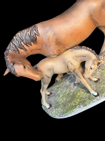 1981 Masterpiece Homco Mare and Foal Ceramic Figurine