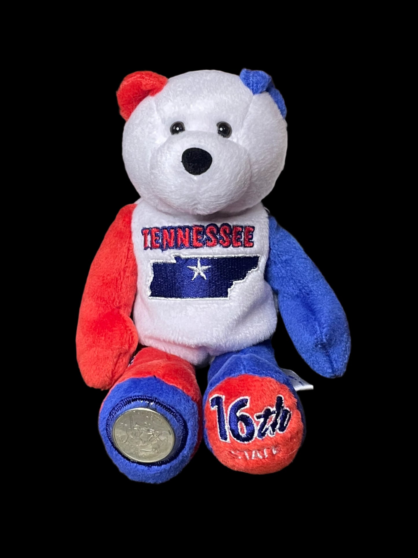 2002 Limited Treasures Tennessee State Quarter Coin Bean Bear Plush