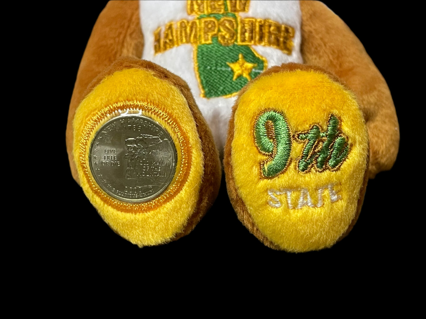 2000 Limited Treasures New Hampshire State Quarter Coin Bean Bear Plush