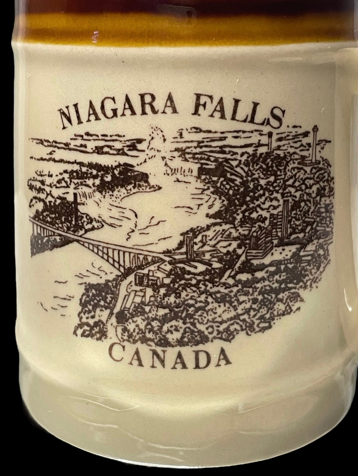 Vintage Niagara Falls Canada Coffee Cup Brown Glaze