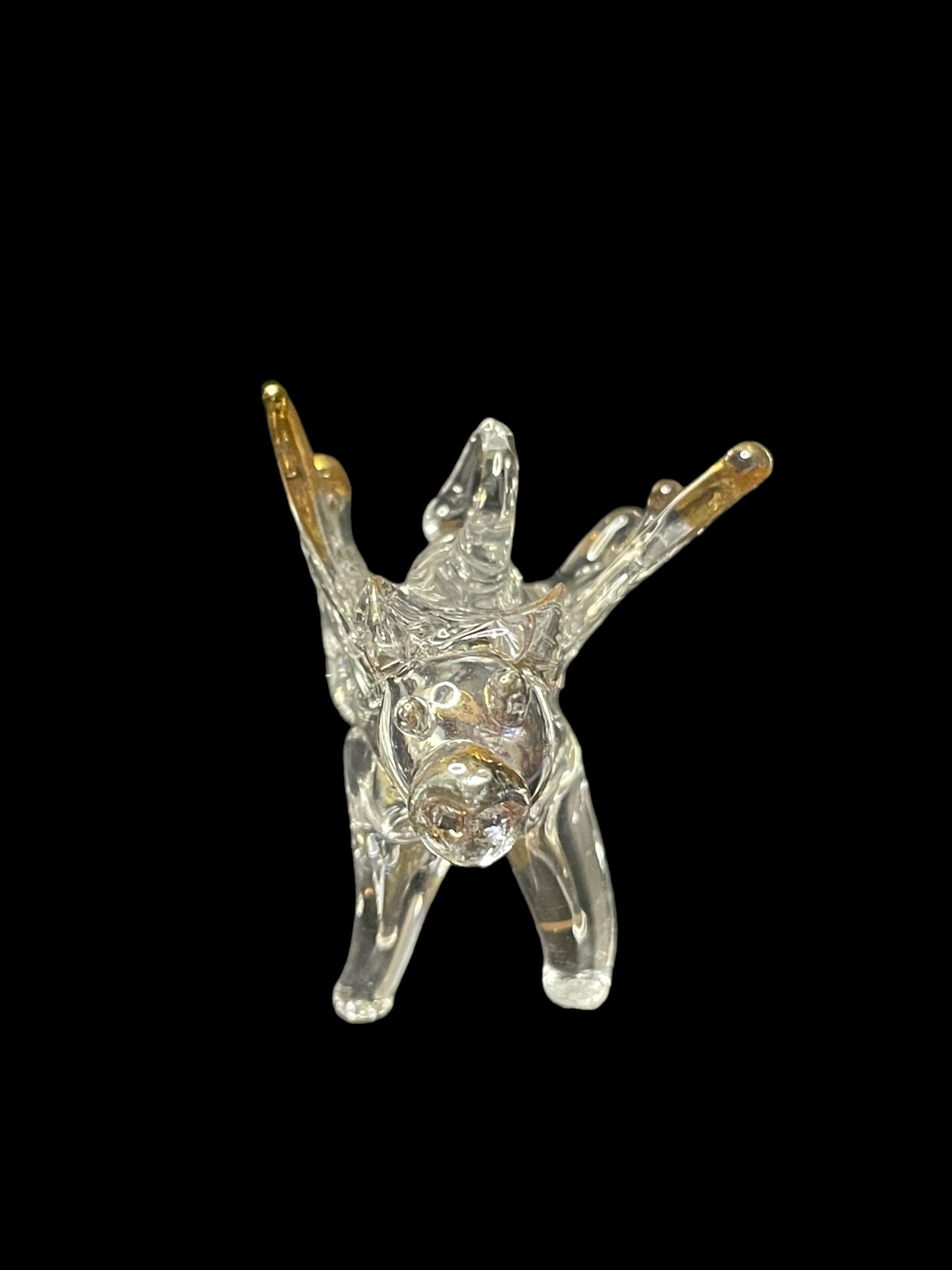 Vintage Mini Glass Crystal Flying Pig Figurine Pendant