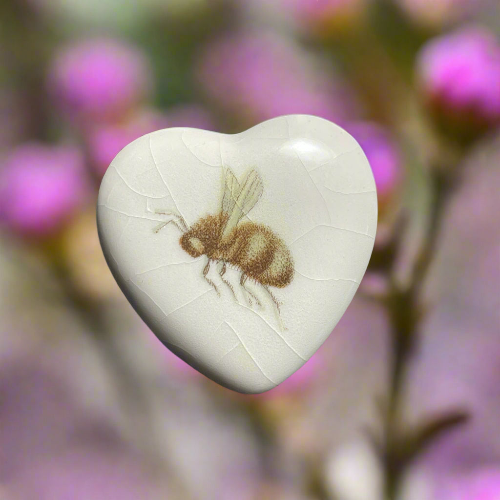 Bumblebee Ceramic Porcelain Heart Brooch Pin Vintage