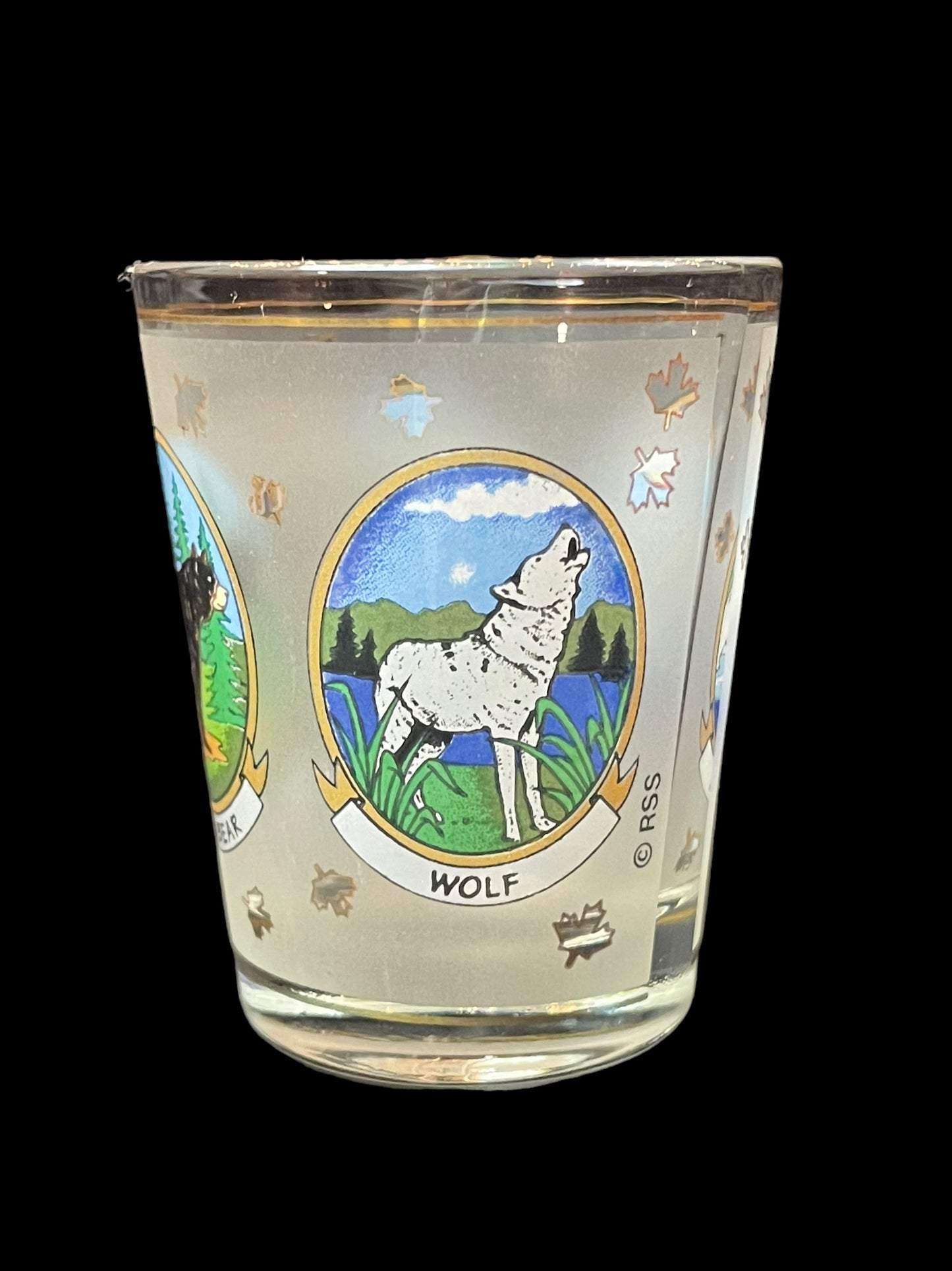 Canada Wildlife Animals Gold Rim Shot Glass