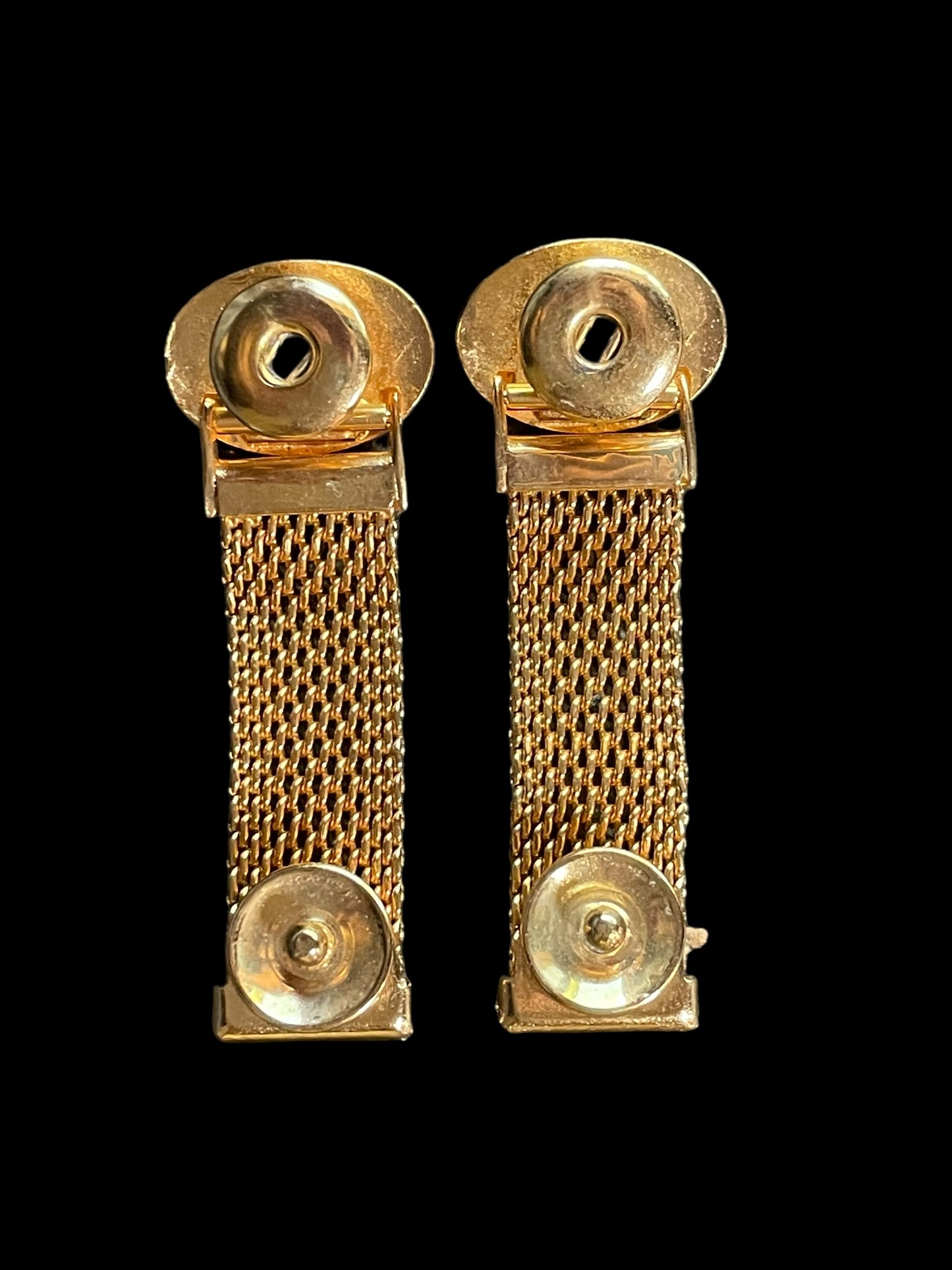 Vintage Oval Gold Tone Cufflinks Clasps and Tie Pin with Imitation Diamond Inlay Set