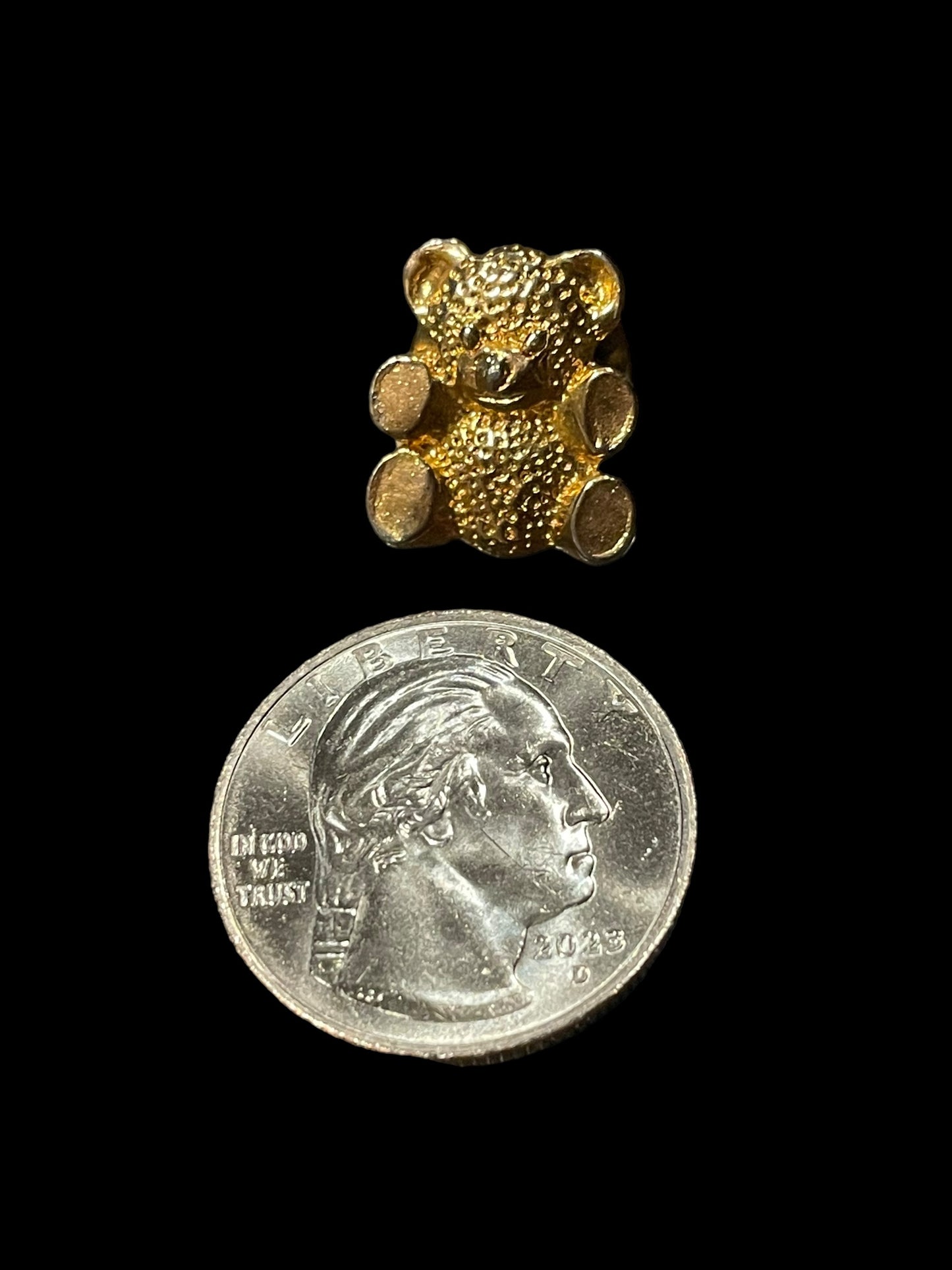 Vintage Gold Tone Teddy Bear Brooch Pin